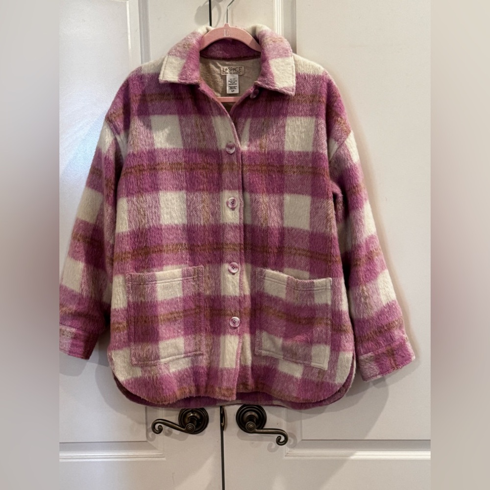 L Space Plaid Jacket - Pink and White size S/P